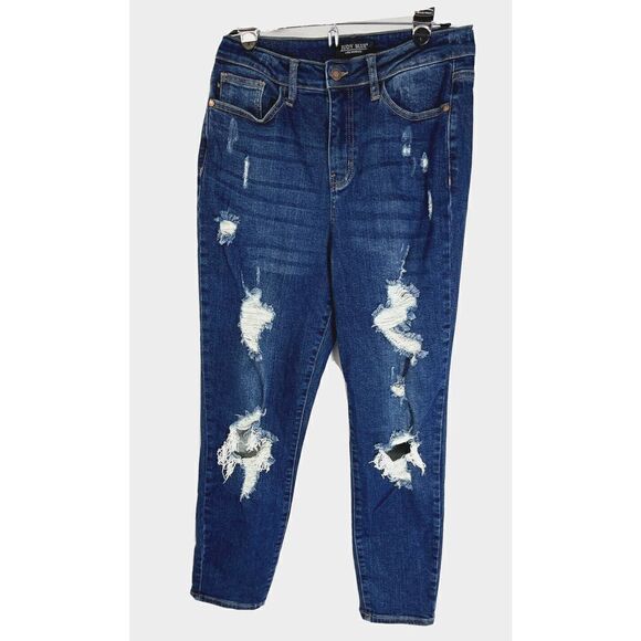 Judy Blue High-Rise Distressed Jeans Size 28/7 Boyfriend Fit Redland - Picture 1 of 12